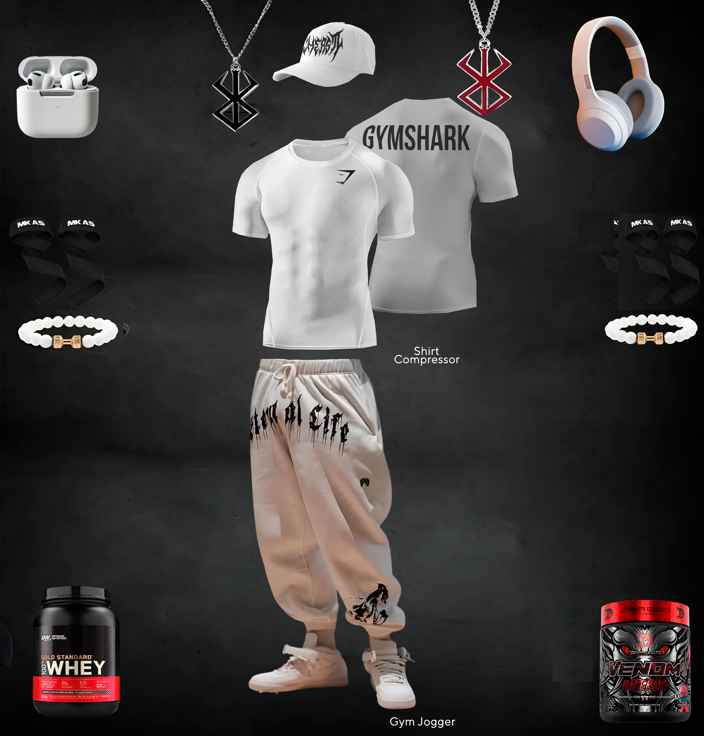 WHITE GYM SET / gymshark